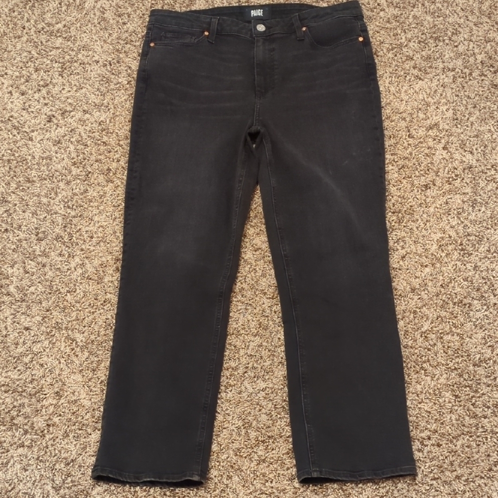 Paige Cindy endless night black high rise straight leg jeans